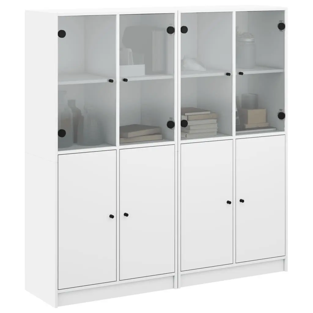 Bookcase Engineered Wood 136W x 37D x 142H cm White with Doors