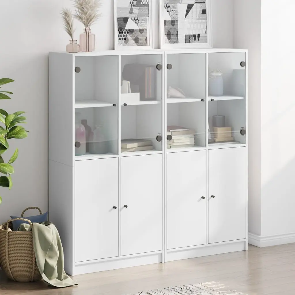 Bookcase Engineered Wood 136W x 37D x 142H cm White with Doors