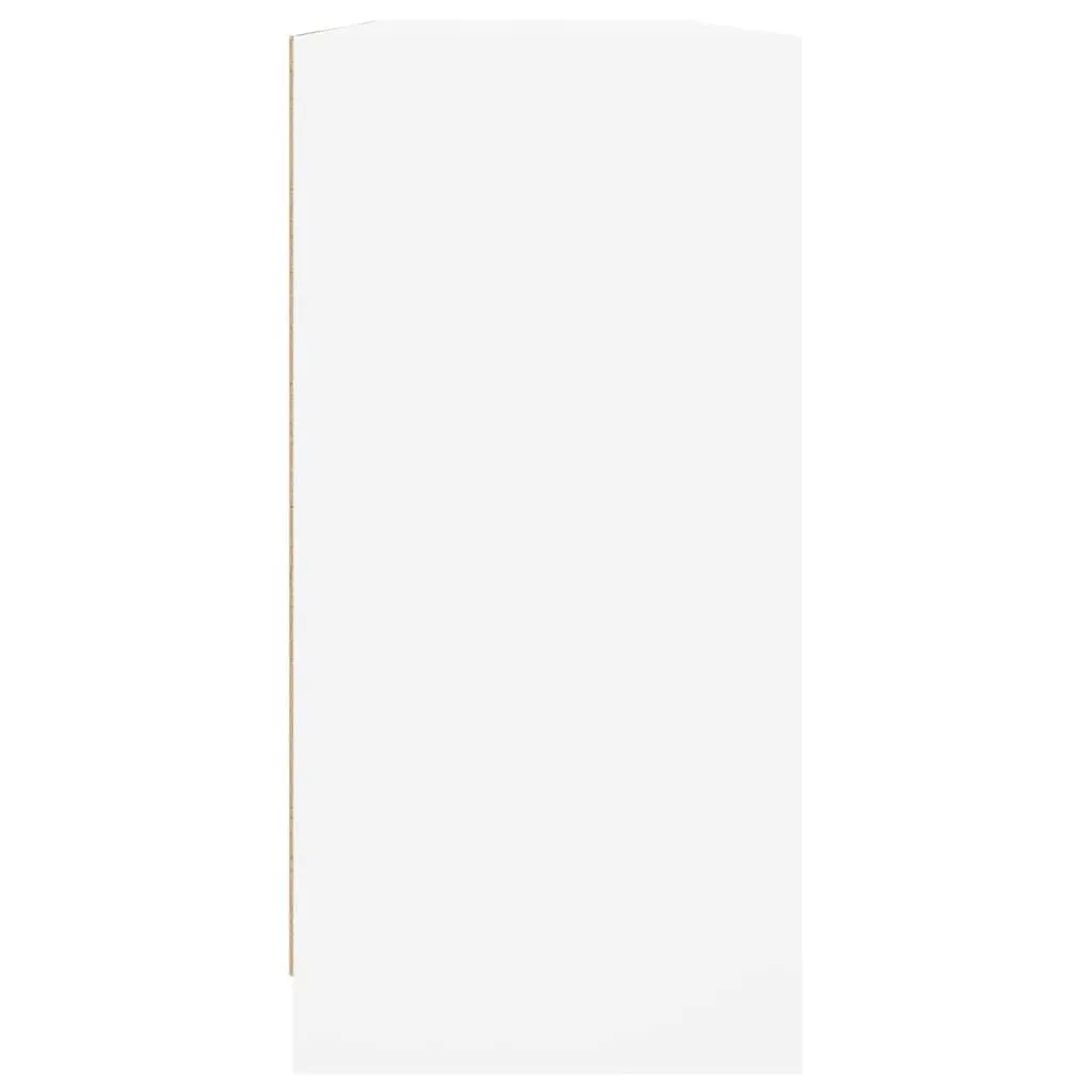 Bookcase Engineered Wood Glass Doors 204x37x75cm White Modern Shelving Unit