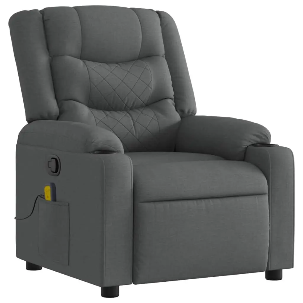 Massage Recliner Chair Grey Fabric Manual Reclining Armchair with Vibration