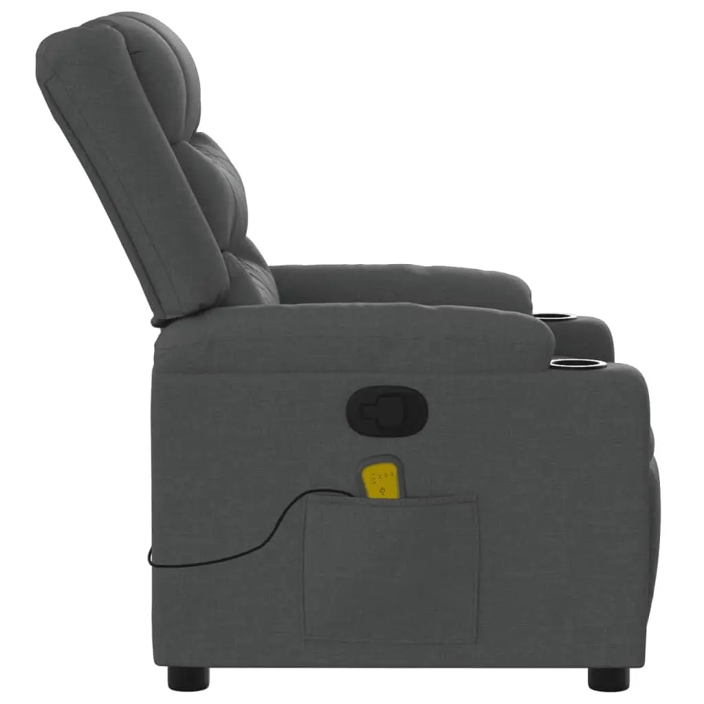 Massage Recliner Chair Grey Fabric Manual Reclining Armchair with Vibration