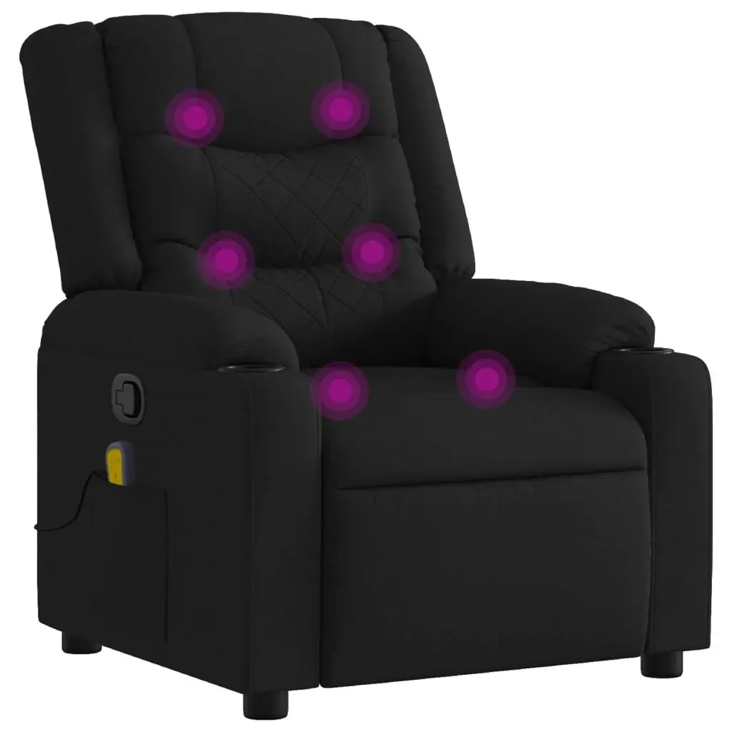 Manual Recliner Chair Fabric Black Vibration Adjustable Massage Armchair