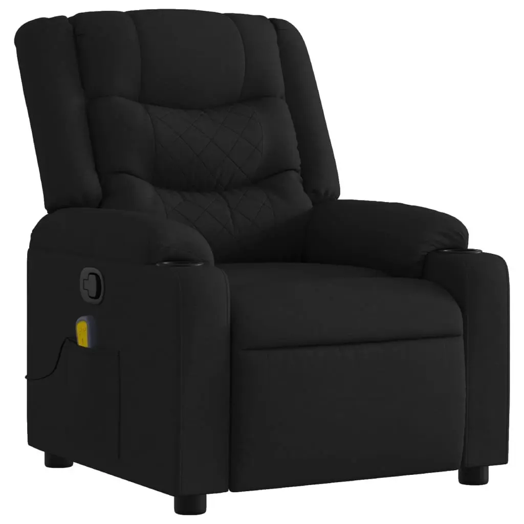 Manual Recliner Chair Fabric Black Vibration Adjustable Massage Armchair