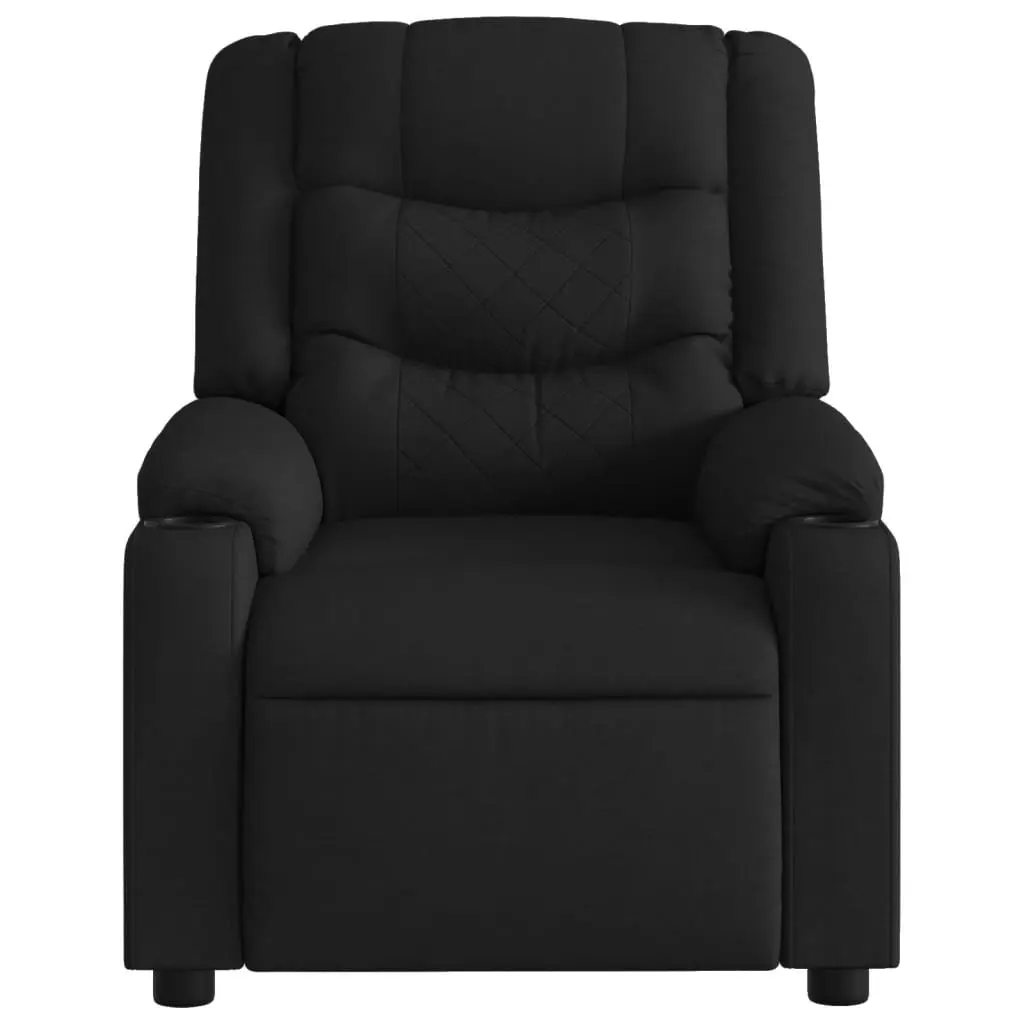 Manual Recliner Chair Fabric Black Vibration Adjustable Massage Armchair
