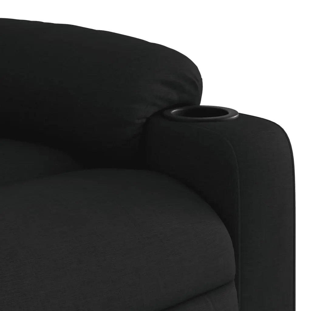 Manual Recliner Chair Fabric Black Vibration Adjustable Massage Armchair