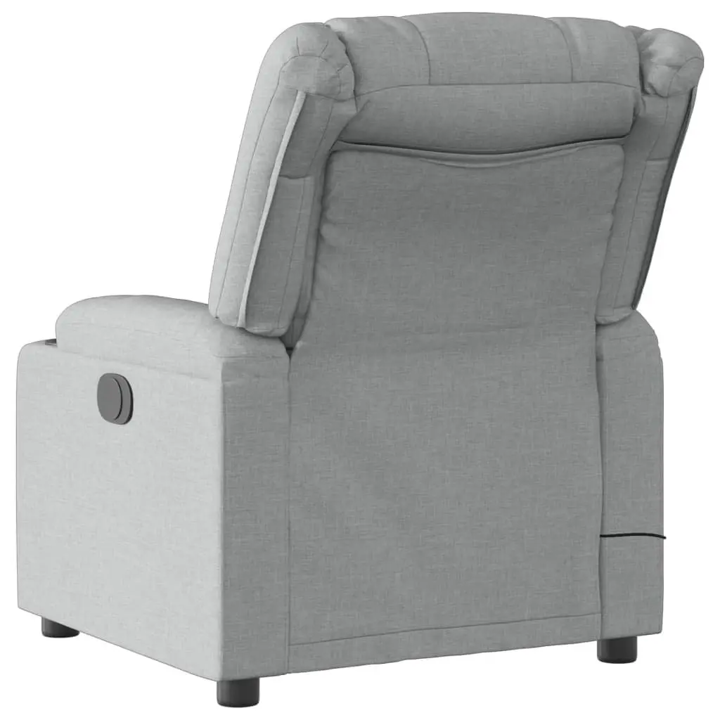 Electric Recliner Chair Adjustable Grey Fabric Vibration Massage Armchair
