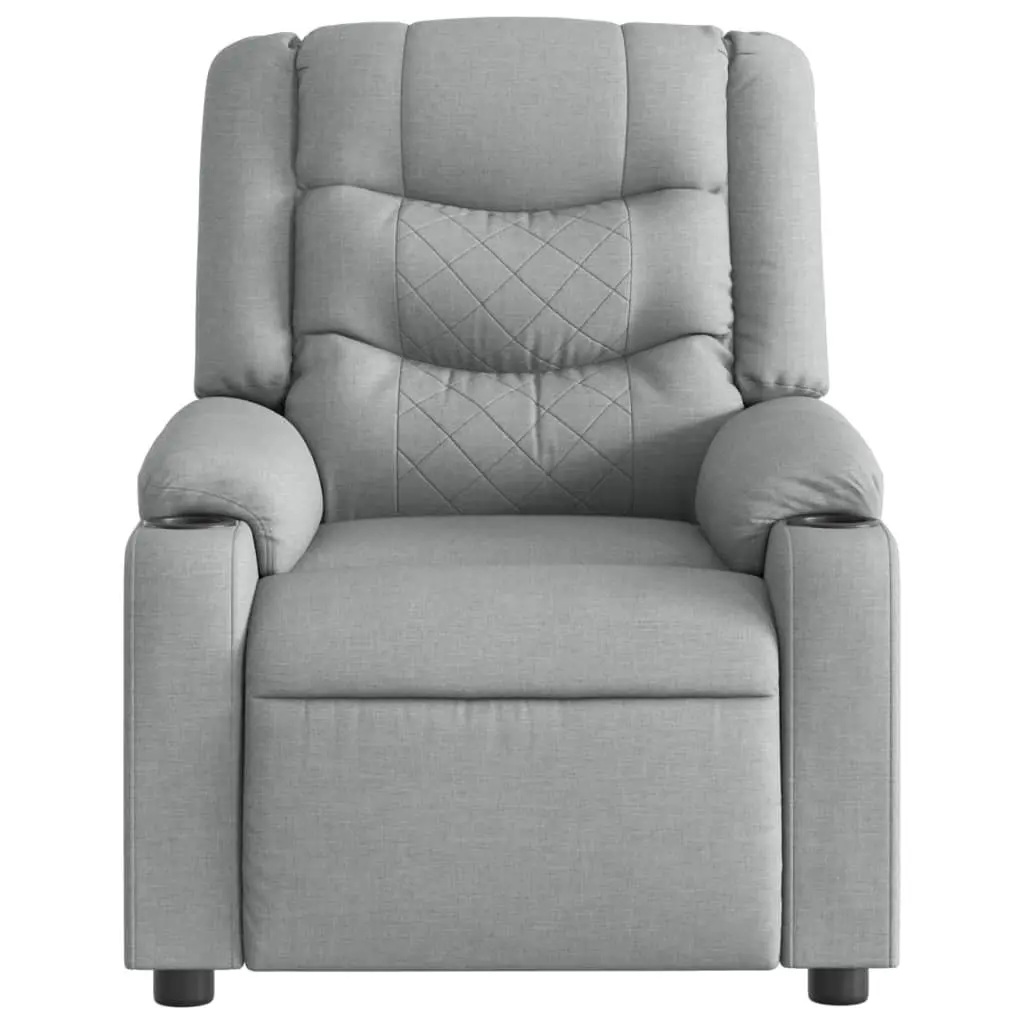 Electric Recliner Chair Adjustable Grey Fabric Vibration Massage Armchair