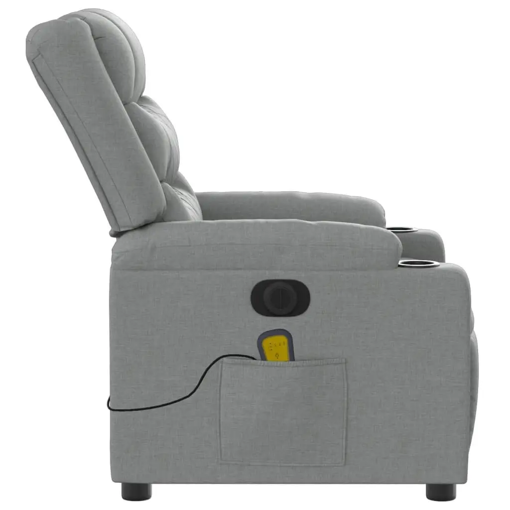 Electric Recliner Chair Adjustable Grey Fabric Vibration Massage Armchair