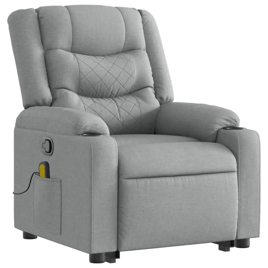 Massage Recliner Chair Fabric Power Lift Function Manual Recline Grey
