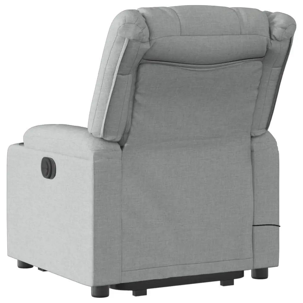 Massage Recliner Chair Fabric Power Lift Function Manual Recline Grey