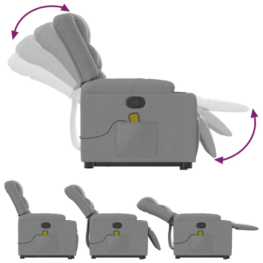 Massage Recliner Chair Fabric Power Lift Function Manual Recline Grey