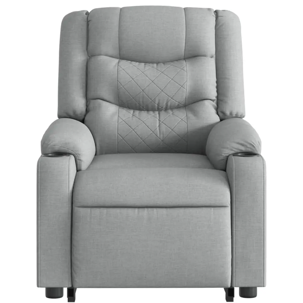 Massage Recliner Chair Fabric Power Lift Function Manual Recline Grey