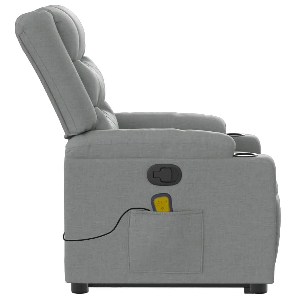 Massage Recliner Chair Fabric Power Lift Function Manual Recline Grey