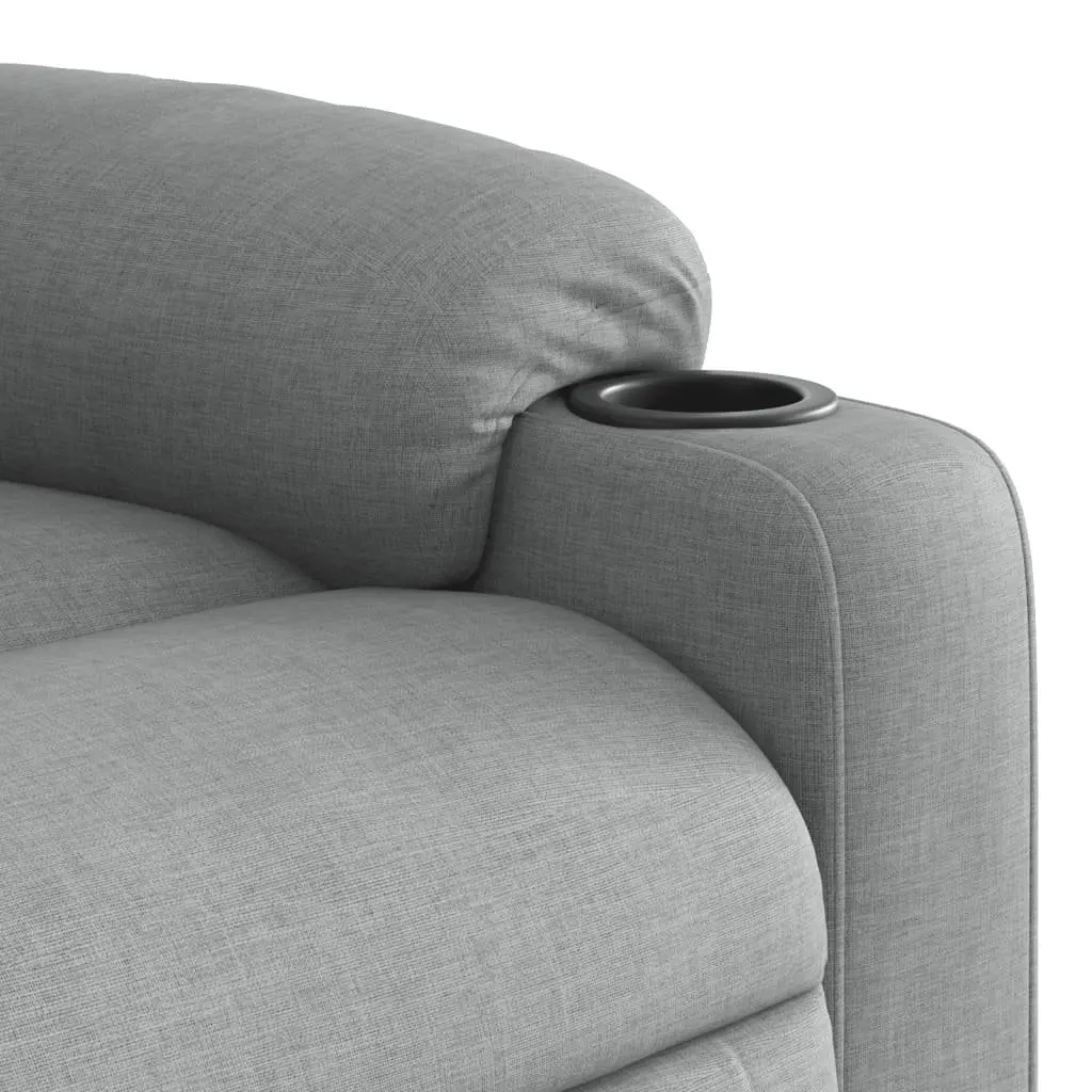 Massage Recliner Chair Fabric Power Lift Function Manual Recline Grey