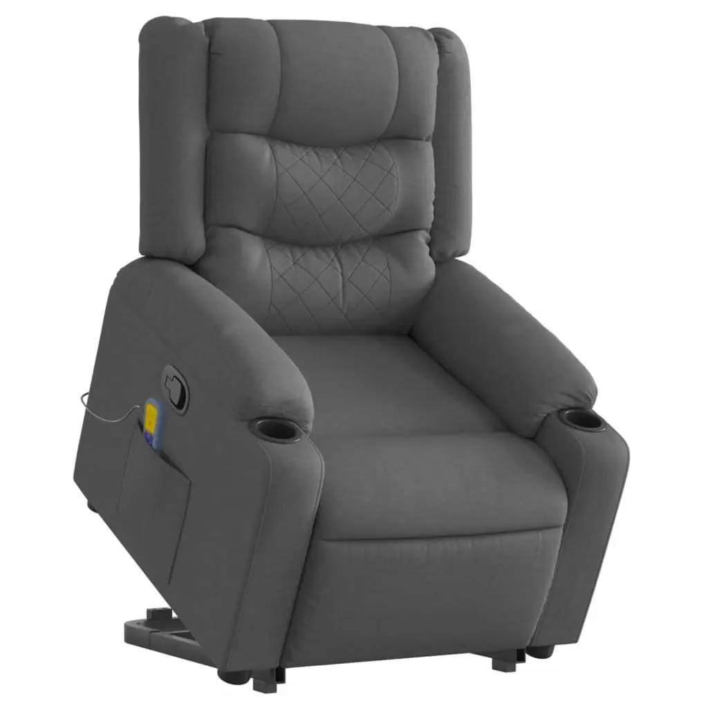 Stand Up Massage Recliner Chair Electric Power Lift Grey Fabric Armchair