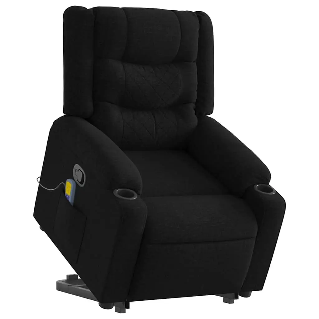 Electric Massage Recliner Chair Fabric Black 135 Degree