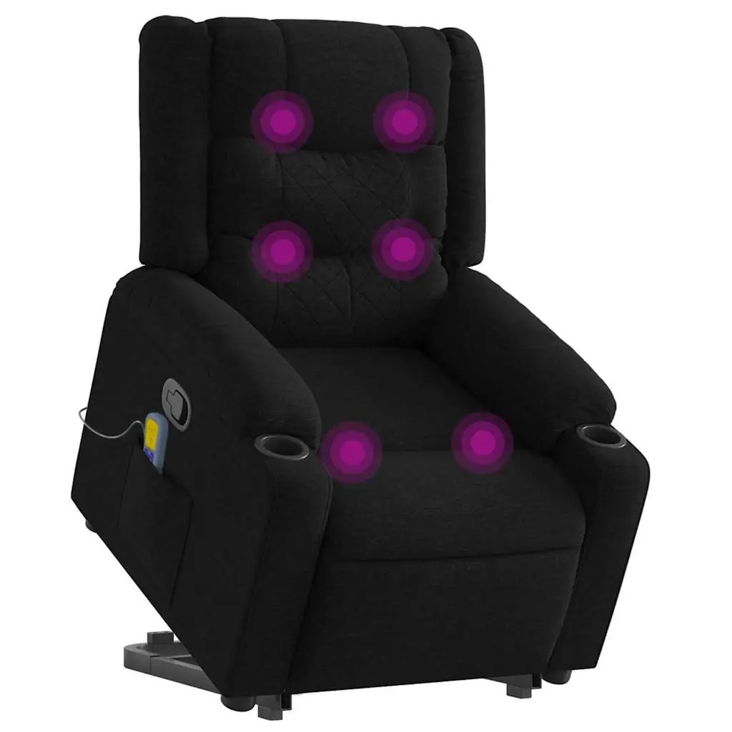 Electric Massage Recliner Chair Fabric Black 135 Degree