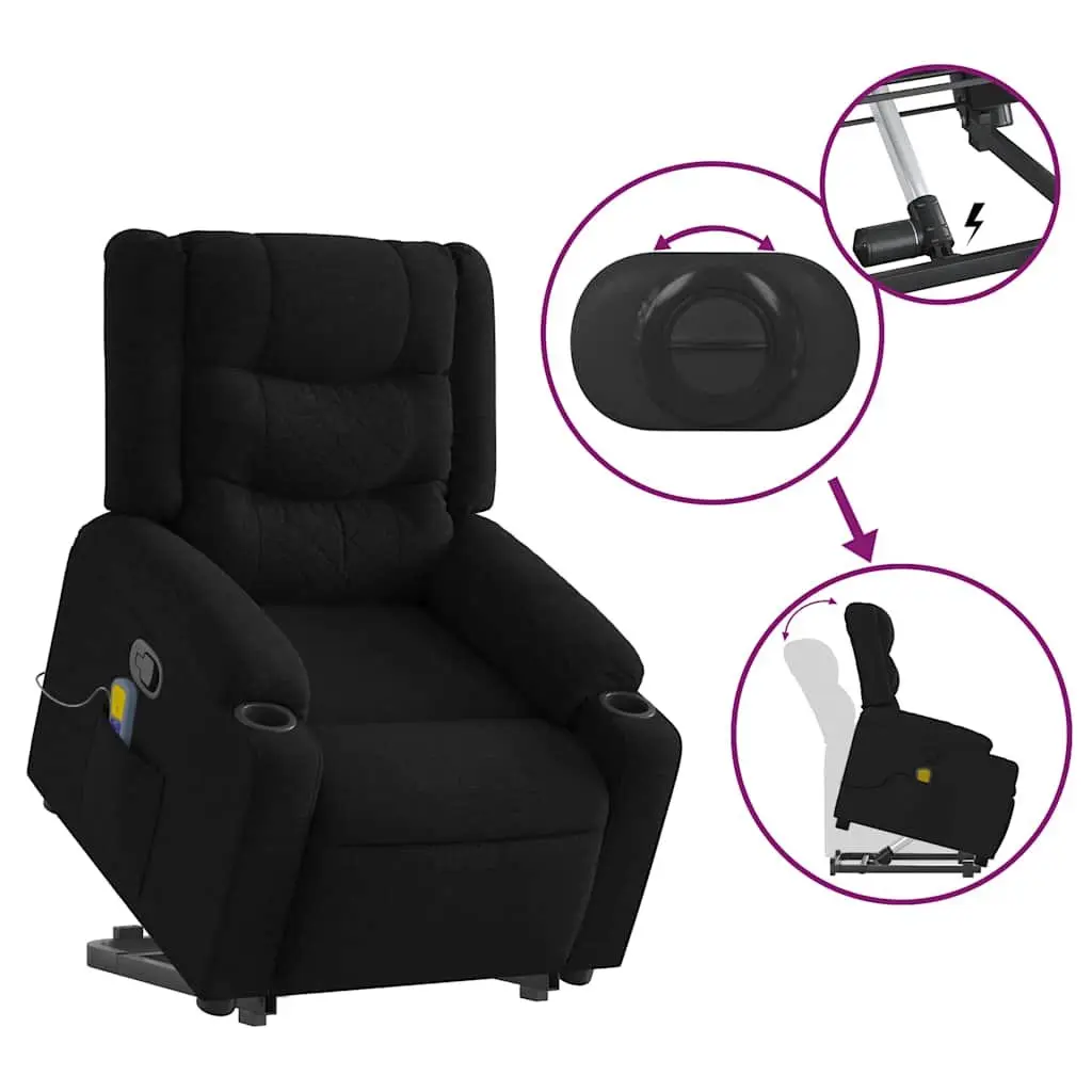 Electric Massage Recliner Chair Fabric Black 135 Degree
