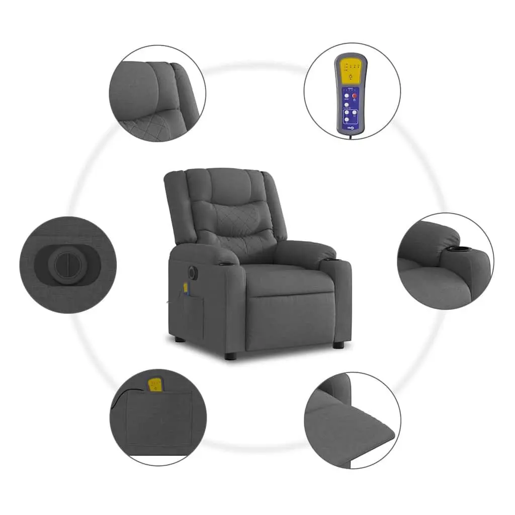 Electric Massage Recliner Chair Lift Fabric Grey