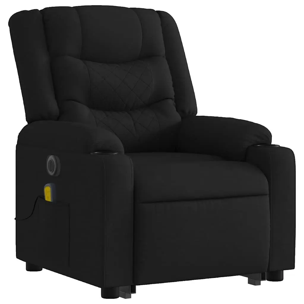 Electric Massage Recliner Chair Lift Function Black Fabric for Elderly Comfort