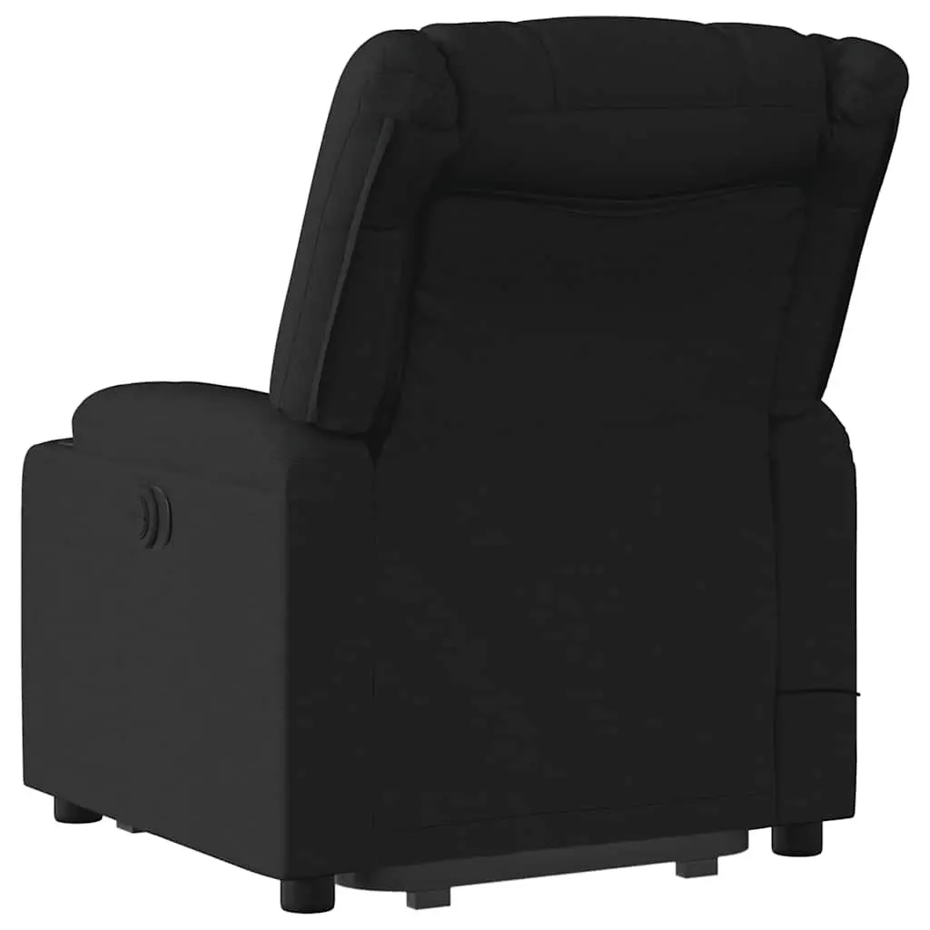 Electric Massage Recliner Chair Lift Function Black Fabric for Elderly Comfort