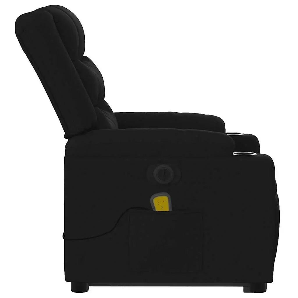 Electric Massage Recliner Chair Lift Function Black Fabric for Elderly Comfort