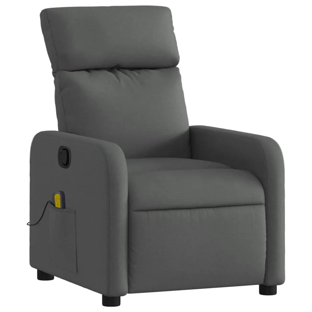Massage Recliner Chair Grey Fabric Manual Recline Vibration Armchair Lounge