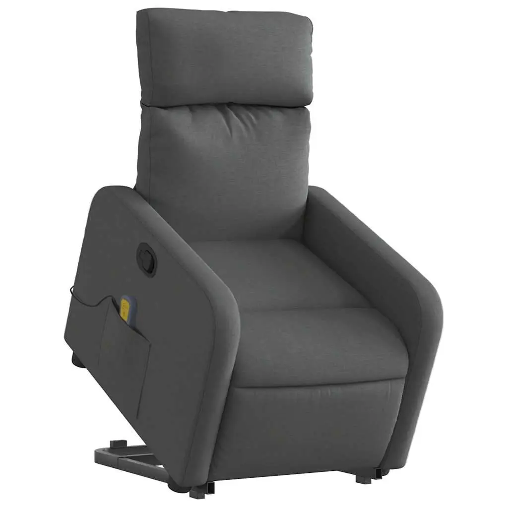 Massage Recliner Chair Electric Lift Function Grey Fabric 135 Degrees