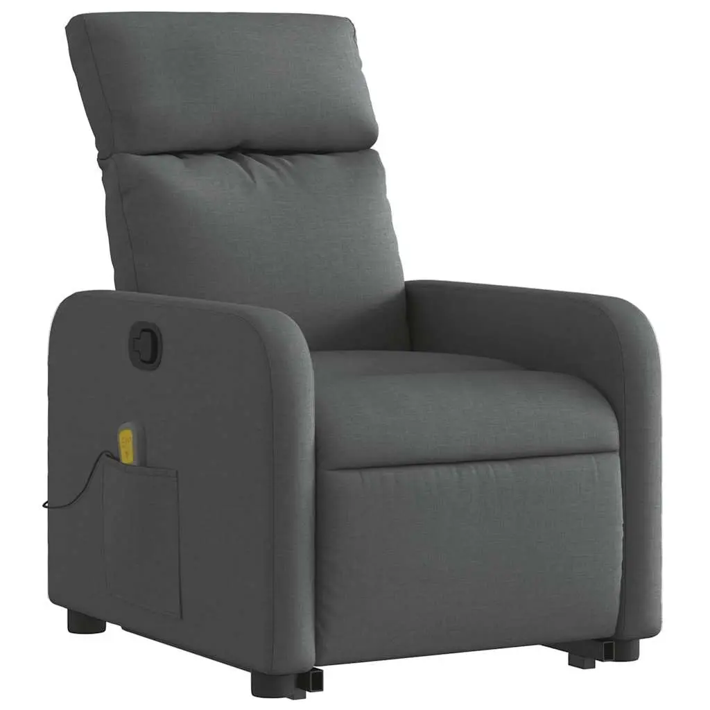 Massage Recliner Chair Electric Lift Function Grey Fabric 135 Degrees