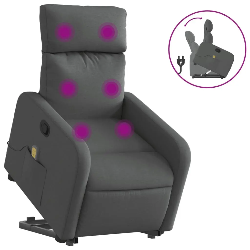 Electric Massage Recliner Chair Fabric Grey Power Lift and Recline