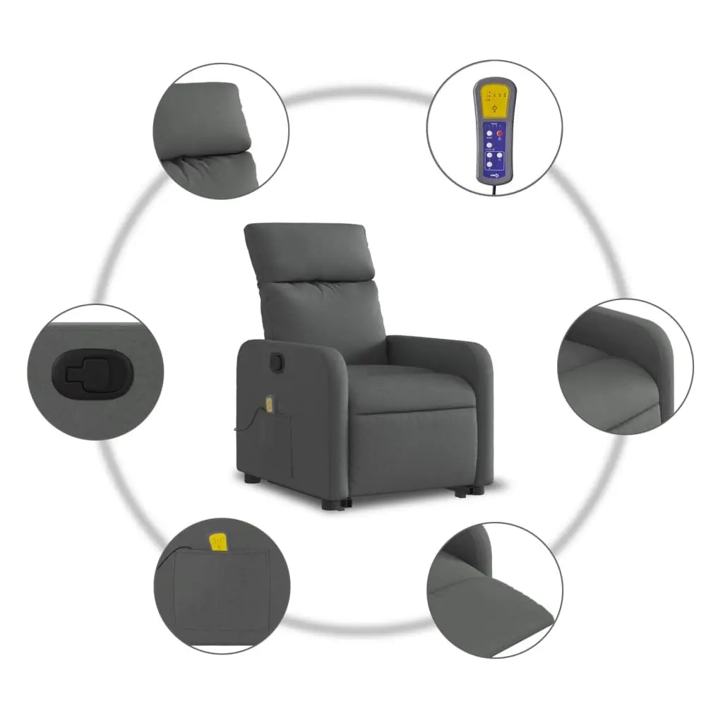 Electric Massage Recliner Chair Fabric Grey Power Lift and Recline