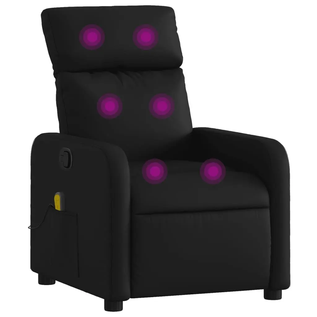 Recliner Chair Faux Leather Manual Adjustable Black 135 Degrees 6 Massage Points