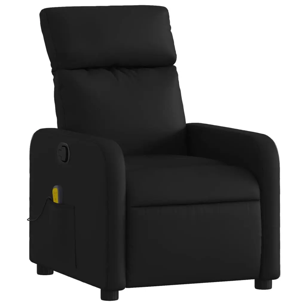 Recliner Chair Faux Leather Manual Adjustable Black 135 Degrees 6 Massage Points