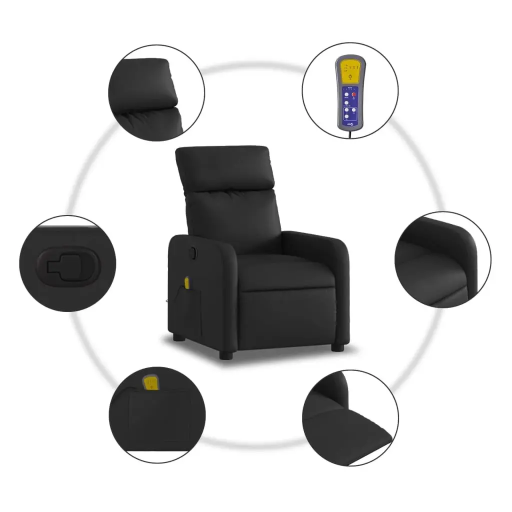 Recliner Chair Faux Leather Manual Adjustable Black 135 Degrees 6 Massage Points