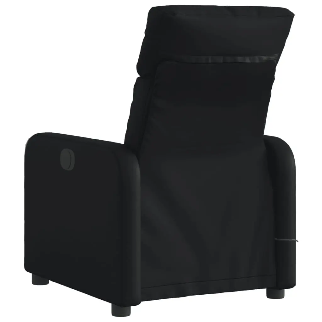 Electric Recliner Chair Faux Leather Black with Massage Function Adjustable Backrest and Footrest