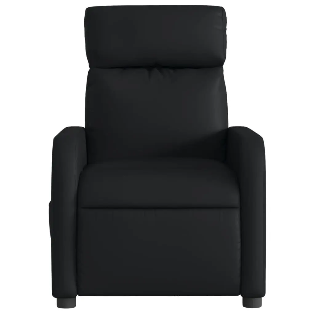Electric Recliner Chair Faux Leather Black with Massage Function Adjustable Backrest and Footrest