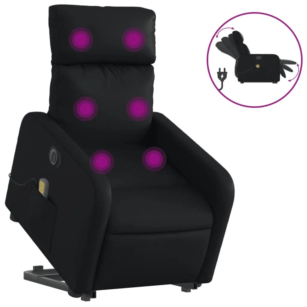 Electric Massage Recliner Chair Faux Leather Power Lift Adjustable Backrest Black