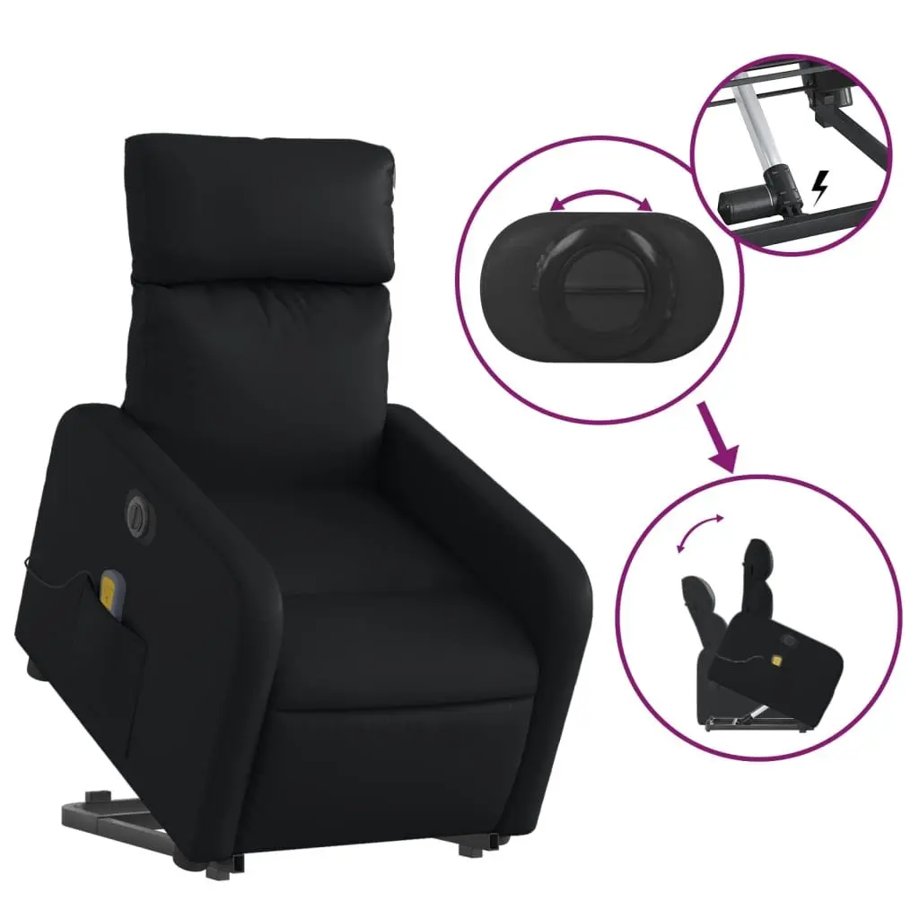 Electric Massage Recliner Chair Faux Leather Power Lift Adjustable Backrest Black