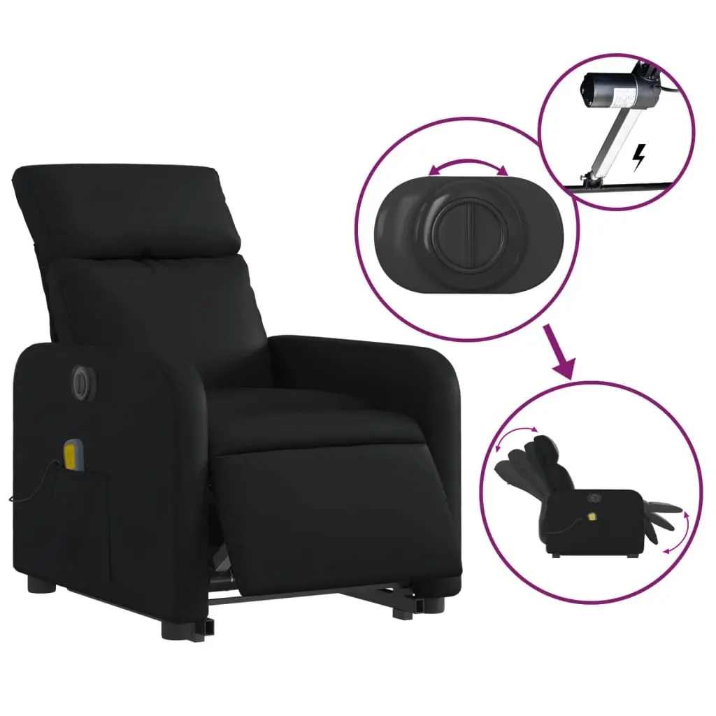 Electric Massage Recliner Chair Faux Leather Power Lift Adjustable Backrest Black