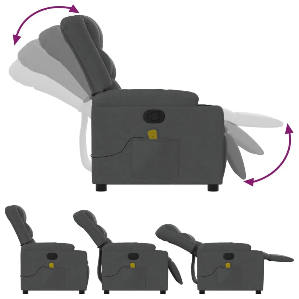 Recliner Chair Manual Dark Grey Fabric Massage Armchair with Padded Seat and Cup Holders
