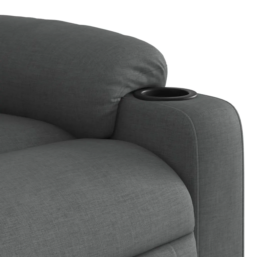 Recliner Chair Manual Dark Grey Fabric Massage Armchair with Padded Seat and Cup Holders