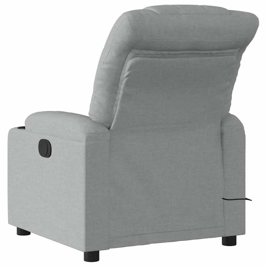 Massage Chair Fabric Grey Manual Recline Vibration Lounge Seat with Storage