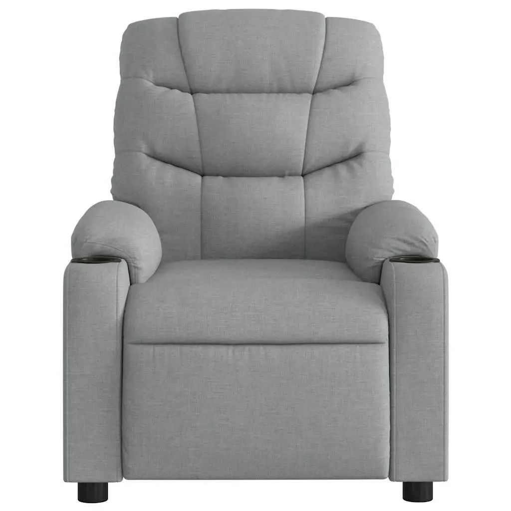 Massage Chair Fabric Grey Manual Recline Vibration Lounge Seat with Storage