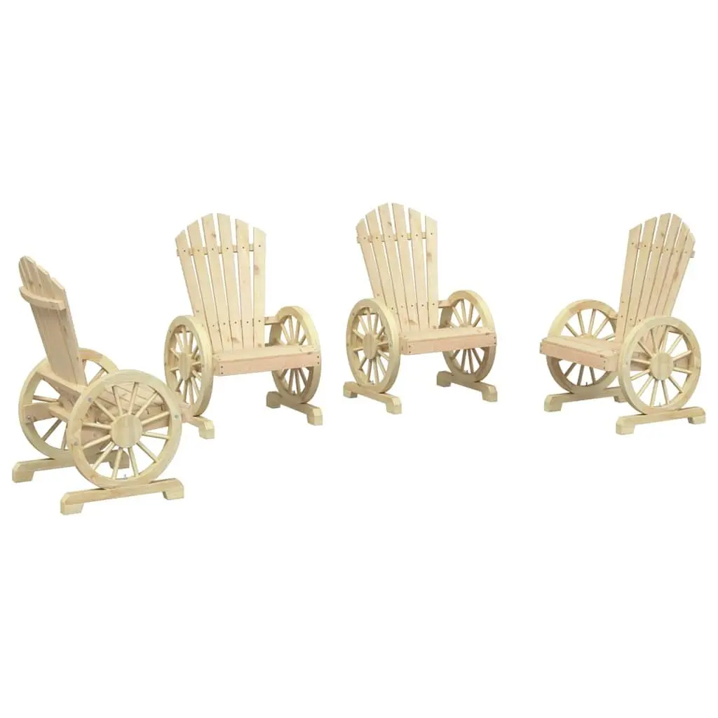 Adirondack Chair Set Solid Fir Wood 4 Piece Outdoor Garden Lounge Seating Brown