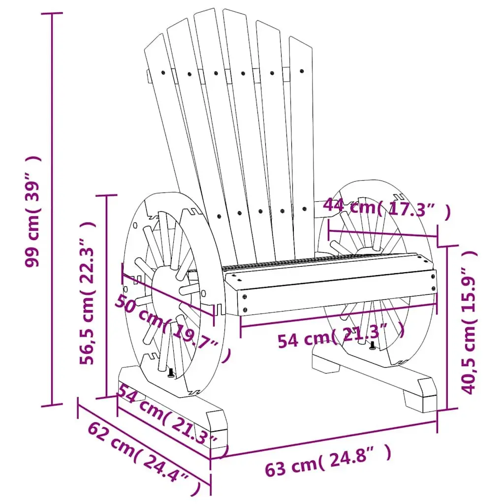Adirondack Chair Set Solid Fir Wood 4 Piece Outdoor Garden Lounge Seating Brown
