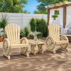 3 Piece Garden Lounge Set Adirondack Chair Coffee Table Outdoor Furniture
