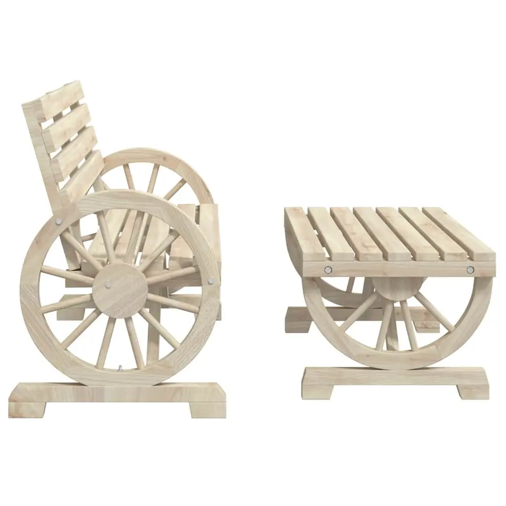 4 Piece Garden Lounge Set Adirondack Style Outdoor Furniture Brown Wooden Chair