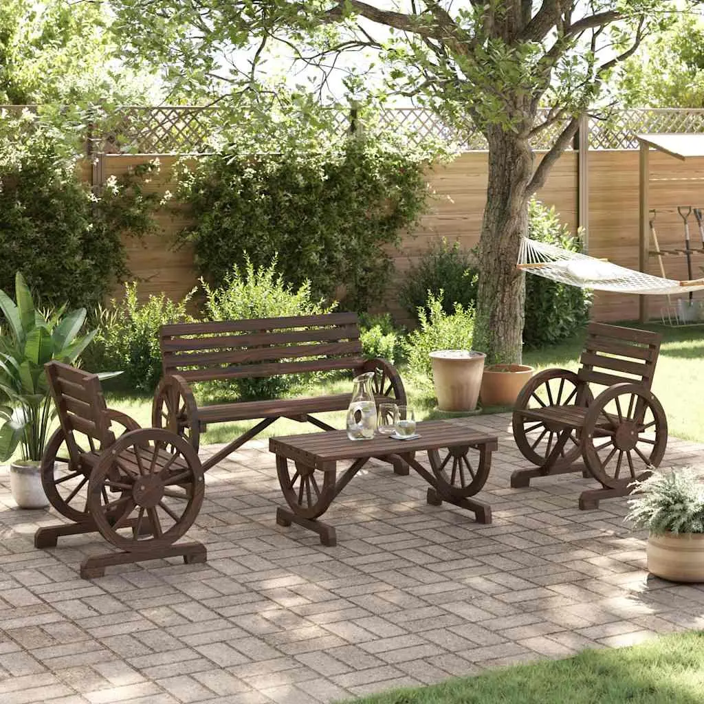 4 Piece Outdoor Garden Lounge Set Solid Fir Wood Adirondack Chairs Coffee Table