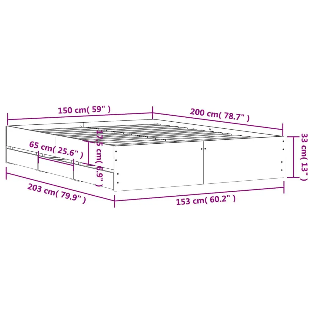 Bed Frame with Drawers for Organization