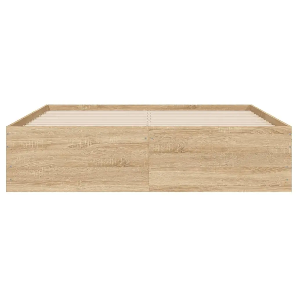 Bed Frame with Storage Drawers Brown Engineered Wood 135x190cm Bedroom Furniture